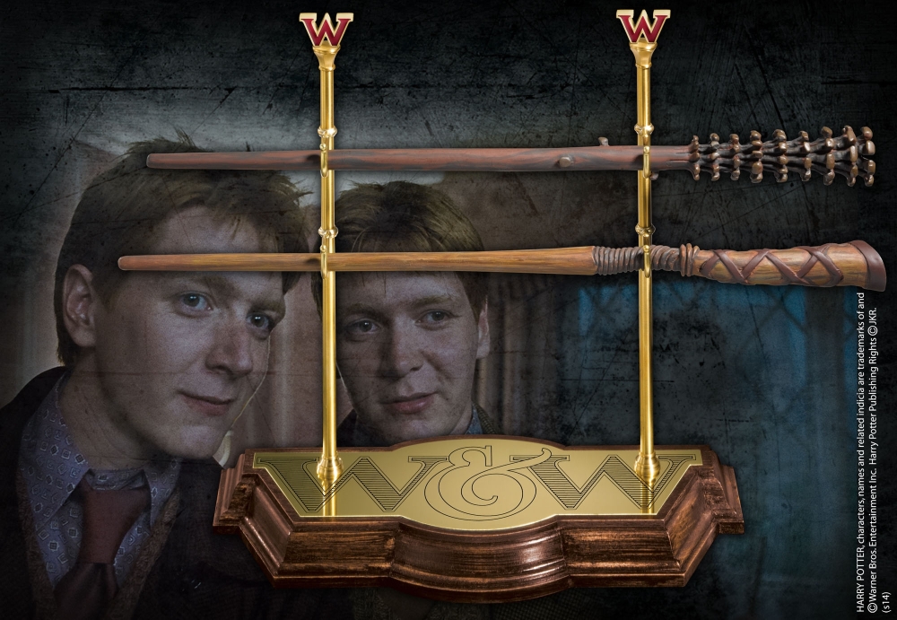 Harry Potter - Fred und George Weasley - Zauberstabkollektion mit Halterung