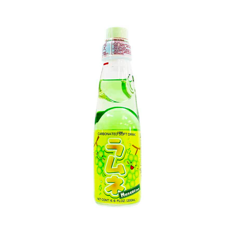 Japanische Limonade Ramune 200ml Flasche Geschmacksrichtung Weintraube (Muskat)