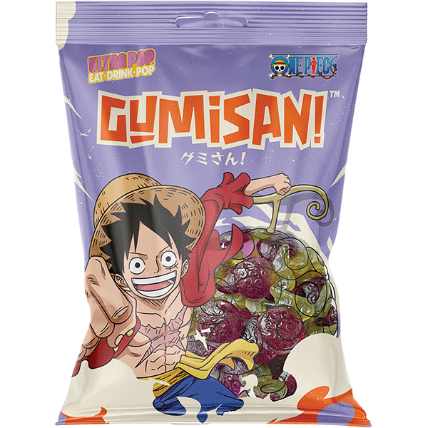 Ultra Pop - One Piece - Gumisan - Luffy - Fruchtgummi mit Traubengeschmack - 180g Snack