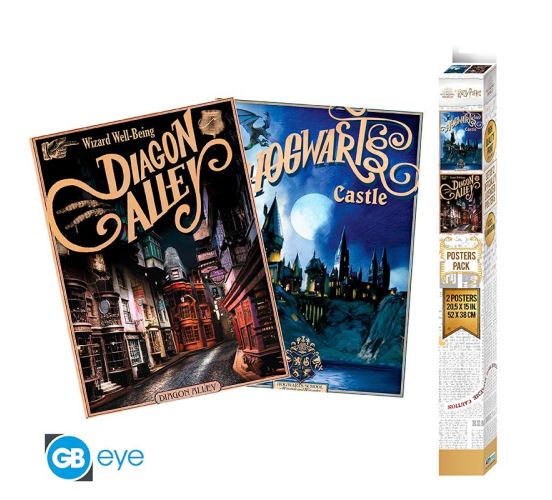 Harry-Potter-Retro-Hogwarts-Diagon-52x38cm-Chibi-Poster-1