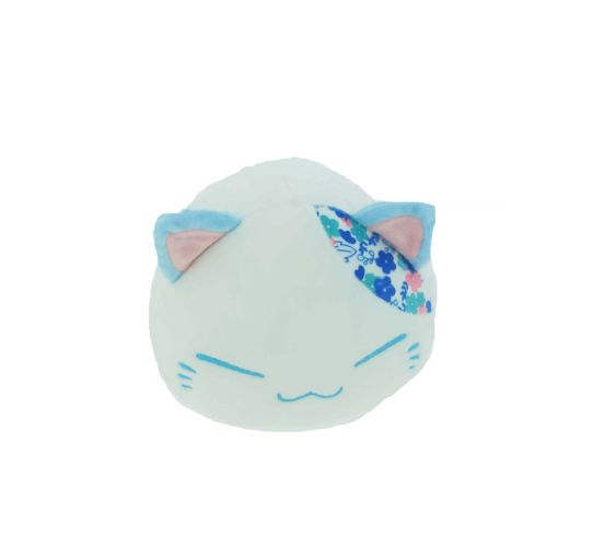 Nemu-Neko-Neko-mit-blauen-Blueten-weissblau-gross-30cm-Plues