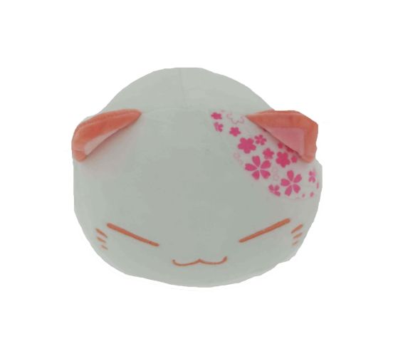 Nemu-Neko-Neko-mit-roten-Blueten-weissrot-gross-30cm-Pluesch