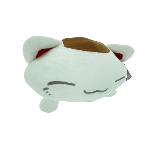 Nemu-Neko-weisse-Neko-mit-brauem-Fleck-am-Ruecken-und-roten-