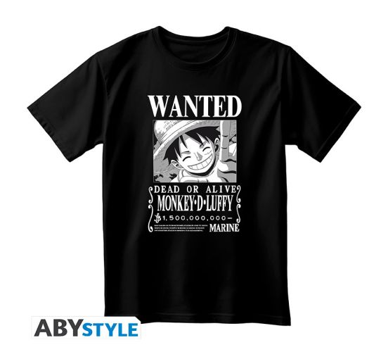 One-Piece-Luffy-Wanted-schwarz-T-Shirt-1