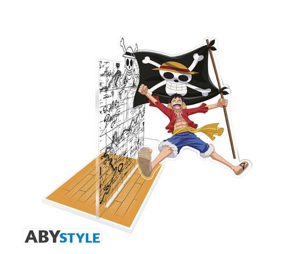 One-Piece-Luffy-mit-seiner-Flagge-15cm-Acrylbuchstuetze-1