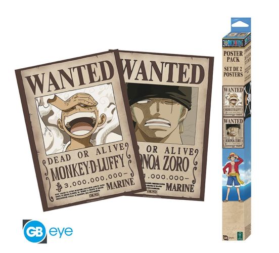 One-Piece-Wanted-Luffy-Zoro-Set-2-52x38cm-Chibi-Poster-1