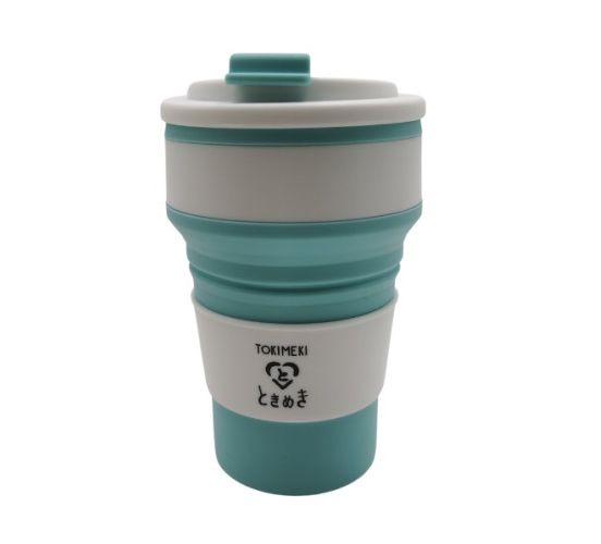 Tokimeki-Reisebecher-Silikon-Faltbar-Blau-500ml-Becher-1
