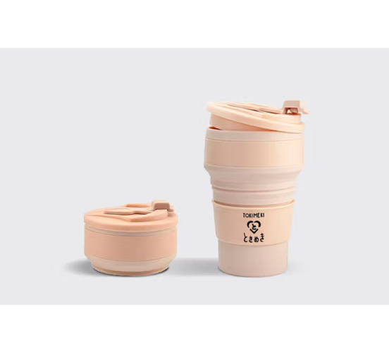 Tokimeki-Reisebecher-Silikon-Faltbar-Pink-500ml-Becher-1