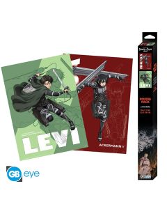 Attack-on-Titan-Levi-Mikasa-Chibi-Poster-Set-52x38-Poster-1