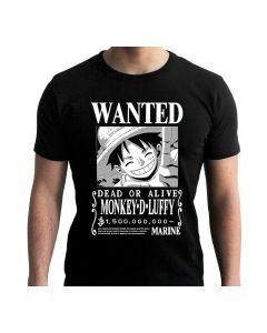 One-Piece-Wanted-Luffy-schwarzweiss-T-Shirt-1
