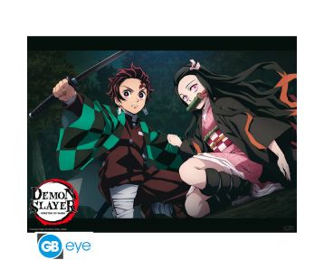 Demon Slayer - Tanjiro und Nezuko Kampf Position - 52x38cm Chibi Poster