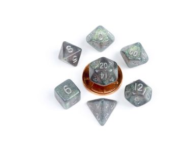 FanRoll - Mini Würfel Set - Stardust Grau mit Silber - Würfel