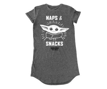 MANDALORIAN-Grogu-naps-and-snacks-Frauen-T-Shirt-1