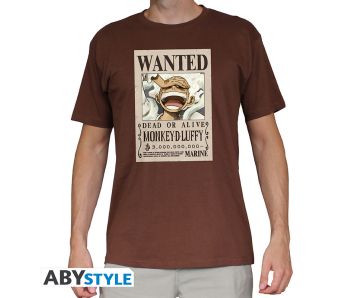 One-Piece-Wanted-Luffy-Gear-5-braun-T-Shirt-1