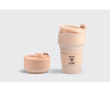 Tokimeki-Reisebecher-Silikon-Faltbar-Pink-500ml-Becher-1