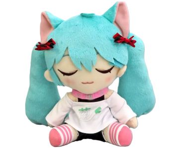 Hatsune Miku - Miku - Cat ear T-Shirt ver. - Augen geschlossen/offen - Sammelposition - 18cm Plüsch
