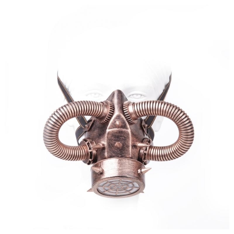 Steampunk Gasmaske Bronze mit Schläuchen